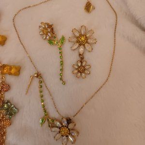 Betsey Johnson Sunflowers Necklace and Earrings